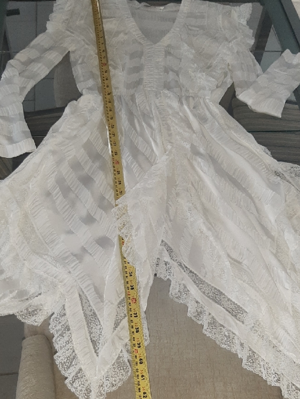 NWOT Orig $1,380 Philosophy🤍di Lorenzo Serafini White Lace Strip High-Low Sz 4 - Picture 16 of 16